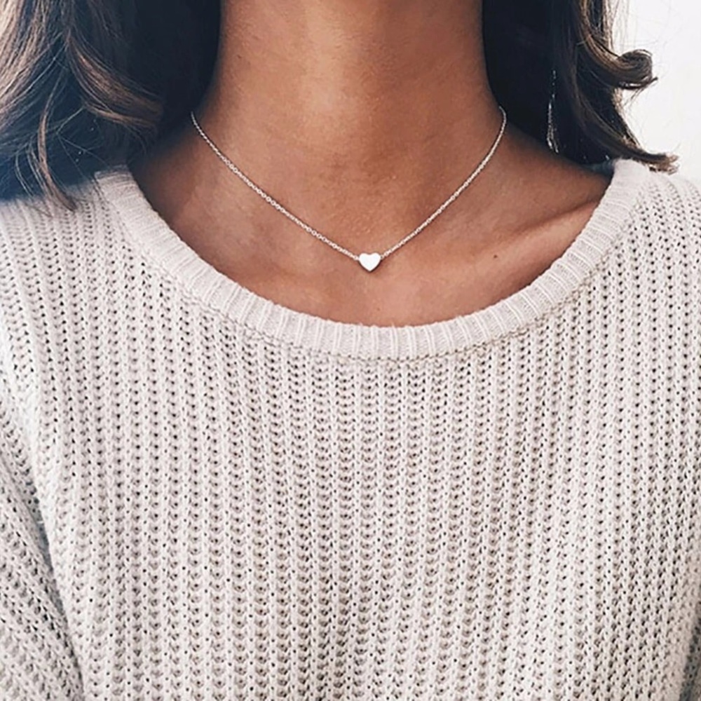 Simple Silver Heart Dainty Necklace